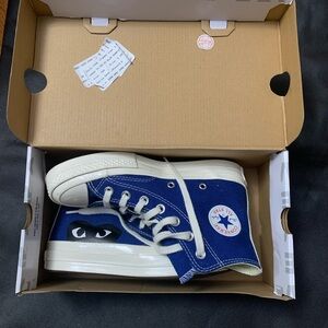 Converse All Stars & Comme des Garçons Blue and White High-Top Sneakers